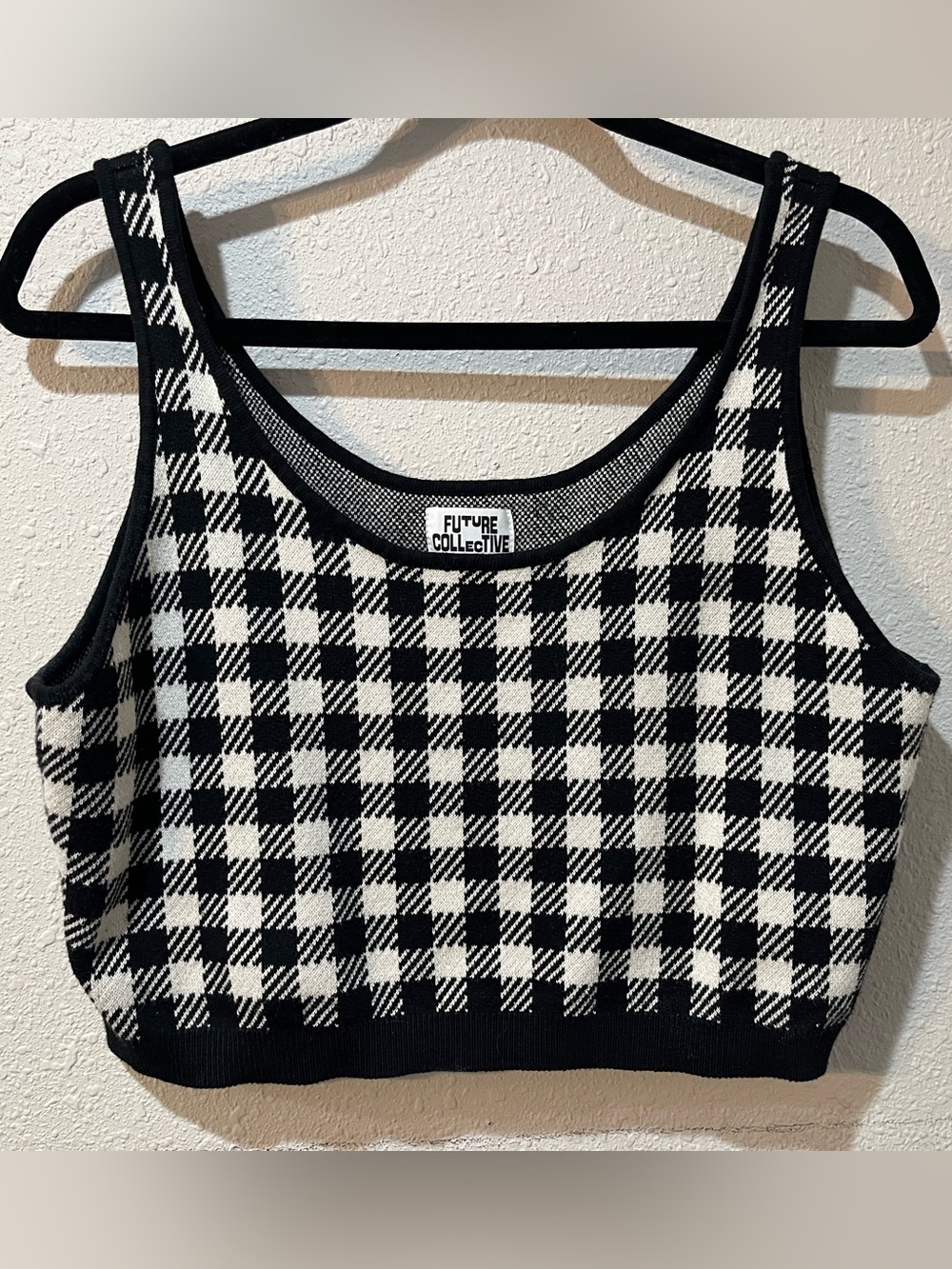 Future Collective Black & White Checkered Crop Tank